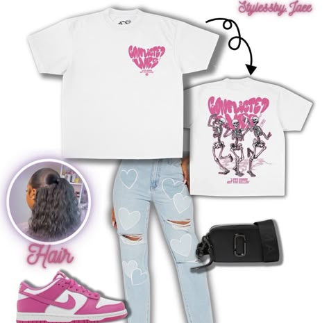 Outfits With Fushia Dunks, Baddie School Outfits Highschool Summer, Fushia Dunks Outfit, Fushia Pink Outfit, Fushia Outfit, Dunk Outfits, Pink Dunks, Cute Highschool Outfits, Cute Online Clothing Stores