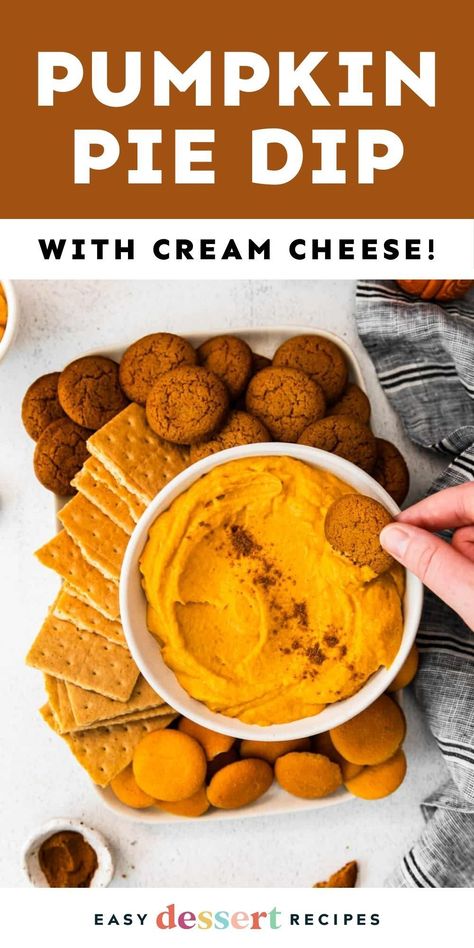 This Pumpkin Pie Dip with cream cheese is perfect for dipping cookies or crackers! It’s easy to make and delicious for fall and holiday gatherings like Halloween or Thanksgiving. Get the full recipe on our site. Pumpkin Dip With Cream Cheese, Pumpkin Cheesecake Dip Recipe, Dipping Cookies, Pumpkin Pie Cheesecake Dip, Easy Pumpkin Dip, Pumpkin Cream Cheese Dip, Types Of Dips, Pumpkin Dip Recipe, Pumpkin Cheesecake Dip