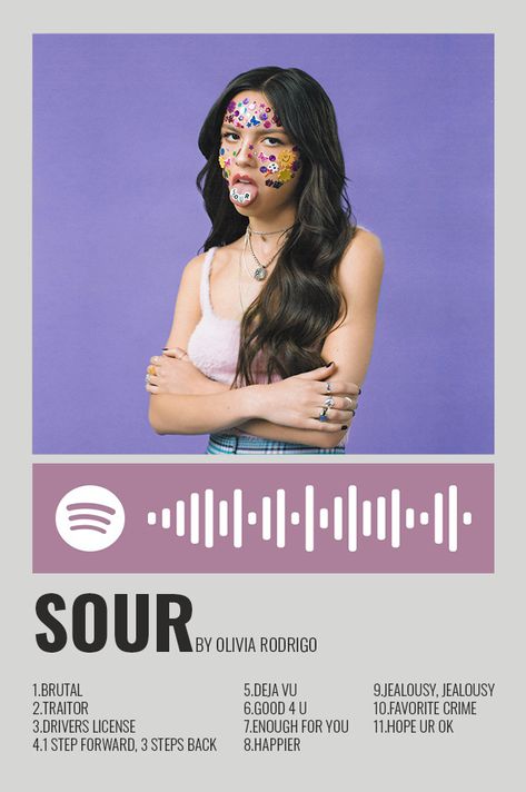 Olivia Rodrigo Songs, Poster Design Movie, Photowall Ideas, Olivia Rodrigo Sour, Minimalist Music, Posters Minimalist, Music Poster Ideas, Film Posters Minimalist, Iconic Album Covers