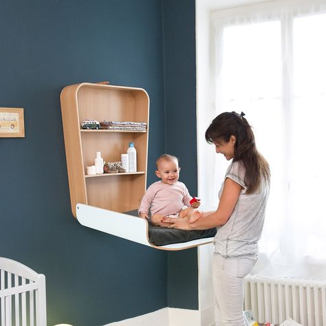 Noga wall changing table by Charlie Crane | LOVEThESIGN Wall Mounted Changing Table, Baby Storage, Baby Rocker, Nursery Inspiration, Baby Furniture, Baby Decor, Furniture Collection, Baby Care, Kids Furniture