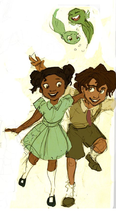 Ok, this is Tiana and Naveen as kids, but it definitely could be Hazel and Sammy Valdez! (minus the dreadlocks) Sammy Valdez, Tiana Fanart, Tiana And Naveen, Arte Pin Up, Princess Tiana, Princess And The Frog, Pinturas Disney, Disney Princess Art, Disney Memes