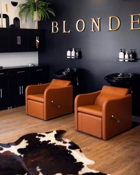 Salon Shampoo System Buying Guide | Minerva Beauty Minerva Shampoo Bowl, Navy Salon Ideas, Gold Salon Ideas, Small In Home Salon, Black And Brown Salon Decor, Gothic Salon Decor, Shampoo Station Ideas Beauty Salons, Salon Backbar Ideas Shampoos, Hair Studio Decor Ideas