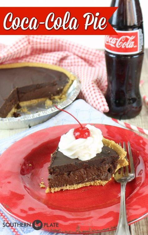 Coca-Cola Pie Cola Pie, Coca Cola Recipes, Cola Recipe, Favorite Pie Recipes, Southern Plate, Chocolate Pie, Favorite Pie, Holiday Foods, Chocolate Pies