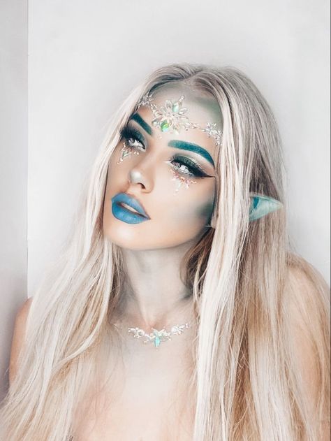 Fantasy Makeup Easy, Elf Makeup Looks Halloween, Elf Cosplay Makeup, Hada Makeup, Fairy Elf Makeup, Elf Makeup Looks, Fairy Fantasy Makeup, Elven Makeup, Fairy Halloween Makeup