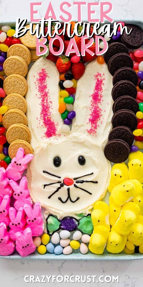 Easter Buttercream Board, Butter Cream Board, Buttercream Board Ideas, Frosting Boards, Buttercream Boards, Sides For Easter, Party Food Boards, Buttercream Board, Easter Dips