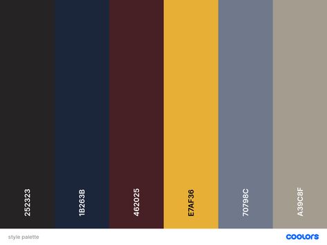 dark academia color scheme with yellow accent Yearbook Color Schemes, Academic Color Palette, Light Academia Colors, Light Academia Color Palette, Colorful Academia, Dark Academia Color Palette, Aqua Color Palette, Coral Colour Palette, Sunset Color Palette