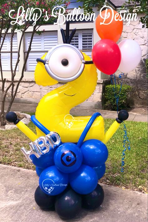 #thisistwo #minions #minion #despicableme #miniontheme #minionsparty #birthdayparty #minionsmovie #minionlover #minionstuff #minioncake #disney #minionslover #minionsworld #iloveminions #loveminions #banana #minionsforever #lillysballoondesign #sanantonio #satx #texas #texascheck #terribletwos #kids #babies #mom #dad #bekind #loveoneanother Minion Balloon Bouquet, Minion Balloon Garland, Minion Balloon Arch, Minion 2nd Birthday Party, Minion Balloons Decorations, Minions Birthday Party Decorations, Minion Pinata, Minion Balloons, Minions Birthday Theme