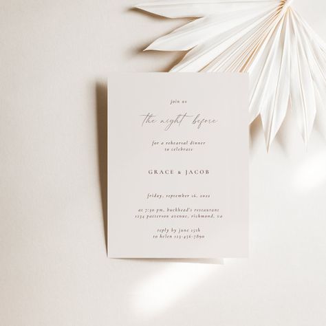 Elegant Bohemian Ivory Minimalist Rehearsal Dinner Invitation Ethereal Wedding Invitations, Elegant Rehearsal Dinner, Modern Wedding Design, Wedding Rehearsal Dinner Invitations, White Bridal Shower, Elegant Bohemian, Rehearsal Dinner Invitation, Ethereal Wedding, Modern Minimalist Design