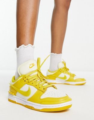 Nike Dunk Twist low sneakers in vivid sulfur and coconut milk | ASOS Nike Dunk Low Twist, Shoe Goals, Nike Branding, Nike Yellow, Yellow Nikes, Ethical Shopping, Nike Brand, Nike Training, Yellow Shoes