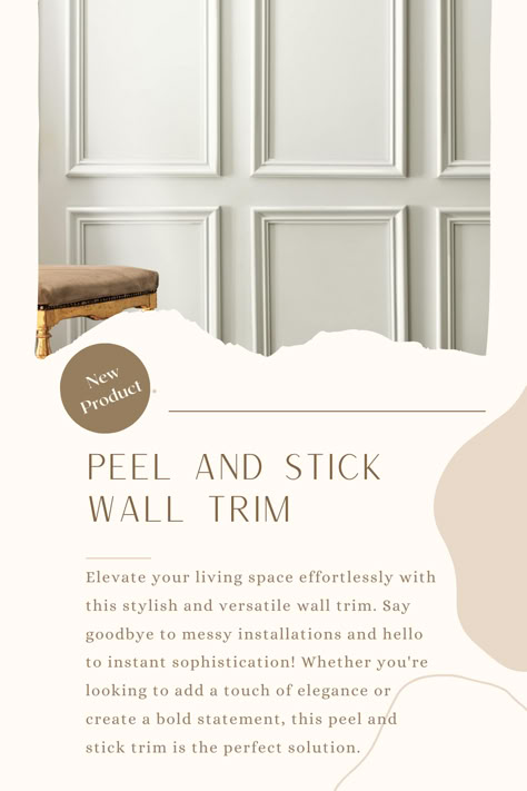 Wall trim is a simple way to add a touch of sophistication and elegance. However, dealing with wood trim can be difficult and time-consuming. I used this peel and stick wall trim throughout my entire house and I love it! It was so easy to use and I am obsessed with the results. I highly recommend. Diy Peel And Stick Wall Molding, Peel And Stick Wall Trim, Trim On Textured Walls, Peel And Stick Moulding, Wall Chair Rail Ideas, Wood Trim Walls, Wall Trim Molding, Stick Chair, Decorative Wood Trim