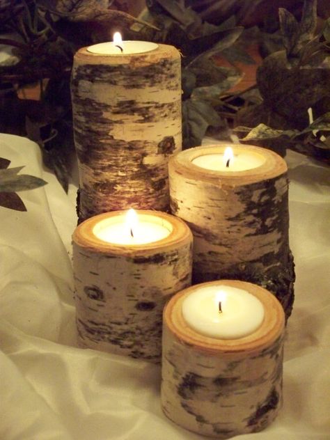 ASPEN GLOW. MOUNTAIN TOP WEDDING. WINTER WEDDING. Birch Tree Wedding, Birch Wedding, Birch Candles, Birch Logs, Rustic Candle Holders, Rustic Candles, Winter Wedding Ideas, Primitive Decorating Country, Birch Bark