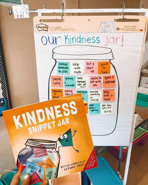 Books To Read Preschoolers, Abc Of Kindness, A Spot Of Kindness Activities, Class Kindness Challenge, Prek Sel Activities, Class Kindness Activities, Kindness Snippet Jar Activities, Elementary Sel Lessons, Kindness Jar Ideas