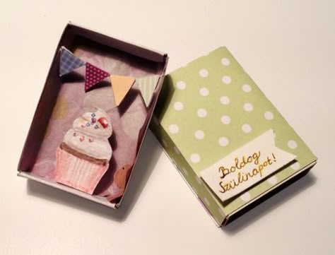 surprise matchbox for the lovers of the tiny. Handmade birthday present Matchbox Birthday Cards, Birthday Matchbox Ideas, Matchbox Ideas, Matchbox Crafts, Handmade Gifts For Friends, Cool Birthday Cards, Matchbox Art, Handmade Packaging, Match Box