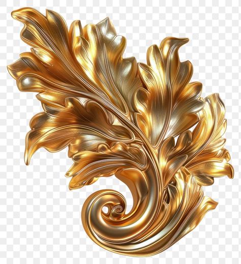 Golden Leaf Art, Rococo Elements, Gold Aesthetic Jewelry, Rococo Pattern, Gold Graphic Design, Rococo Aesthetic, Gold Element, Light Png, Gold Design Background