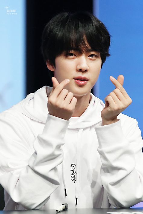 kim seokjin (jin) hand heart bts puma 2018 fansign Jin Oppa, Jin Bts, Korean Boy, Seokjin Bts, Worldwide Handsome, Bts Members, Boy Scouts, Bts Bangtan Boy, Bts Jin