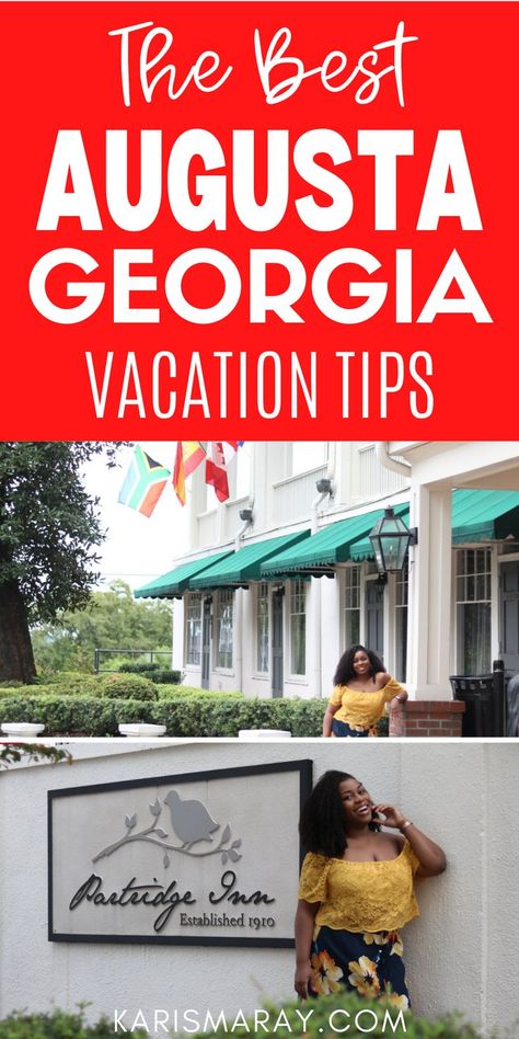 Here's one of the best places to visit in Georgia! Augusta! I share the best things to do in Augusta Georgia including amazing food and restaurants, and sites to see downtown like the riverwalk. These are the best Augusta Vacation tips for a solo trip or a family vacation with kids! Places To Visit In Georgia, Atlanta Lifestyle, Travel Georgia, Georgia Fashion, Visit Georgia, Georgia Vacation, Augusta Georgia, Budget Vacation, Solo Trip