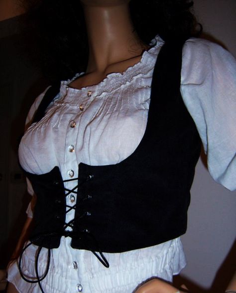 Cropped Black Pirate Renaissance Wench bodice Underbust Vest Steampunk Goth Underbust Vest, Pirate Costume Diy, Black Pirate, Steampunk Goth, Pirate Outfit, Pirate Costume, Goth Outfits, Sewing Clothes, Bodice