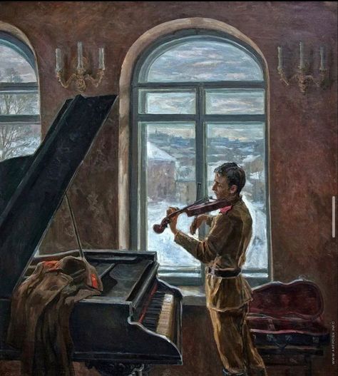 Stanislav Brusilov Stanislav Brusilov, Musical Drawings, Piano Art, Painting Competition, Nostalgic Art, Academic Art, The Violin, Historical Art, Ethereal Art