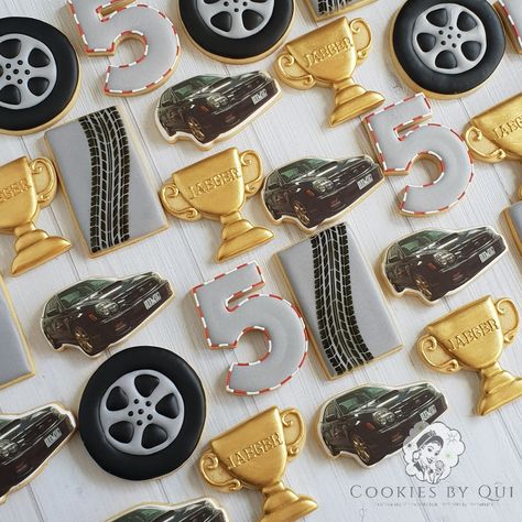 Mechanic Cookies Decorated, Racing Cookies, 50th Birthday Cookies, Cars Cookies, Boy 16th Birthday, Gender Reveal Cookies, Car Cookies, Thank You Cookies, Royal Iced Cookies