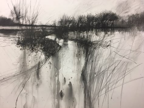 Waterfall Paintings, Art Charcoal, Landscape Sketch, Charcoal Drawings, Drawing Faces, Black And White Landscape, Charcoal Art, Abstract Art Landscape, Landscape Drawings