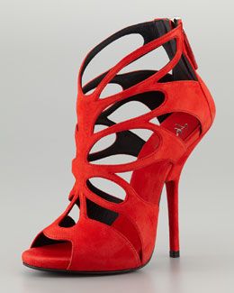 X1L5U Giuseppe Zanotti Butterfly Cutout Suede Sandal, Red Sepatu Pump, Hak Tinggi, Butterfly Cutout, Giuseppe Zanotti Heels, Red High, Fabulous Shoes, Hot Shoes, Suede Sandals, Shoe Obsession