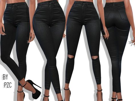 Black Jeans Sims 4 Cc, Rip Aaliyah, Simulator Games, Sims Clothes, Cc Furniture, Black Splash, High Waisted Black Jeans, Sims 4 Downloads, Sims 4 Mods Clothes