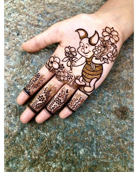 Cartoon Characters Mehndi Designs for Kids Simple Mehndi Ideas, Simple Unique Mehndi Designs, Mehendi Designs For Kids, Mehndi Ideas, Palm Mehndi Design, Simple Mehendi Designs, Unique Mehndi, Mehndi Designs For Kids, Bridal Henna Designs