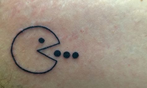 Pacman Pacman Tattoo Ideas, Pac-man Tattoo, Man Wrist Tattoo, Pacman Ghost Tattoo, Pac Man Tattoo, Pac Man Nails, Pacman Tattoo, Jeremy Heere, Matching Tattoo Ideas