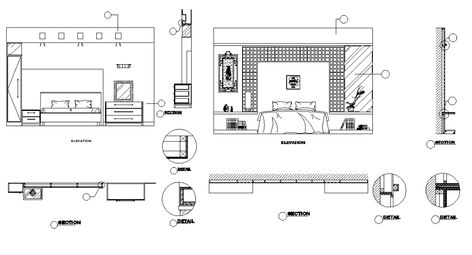 Master bedroom elevation dwg file - Cadbull Bedroom Elevation Drawing, Bedroom Elevation, Furniture Elevation, Bedroom Section, Bedroom Lamps Design, Elevation Drawing, Bedroom Drawing, Interior Design Renderings, Drawing Interior