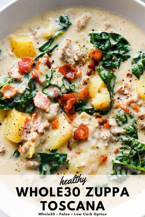 Dairy Free Zuppa Toscana Soup, Dairy Free Zuppa Toscana, Whole30 Food List, Zuppa Toscana Soup, Toscana Soup, Homemade Comfort Food, Dairy Free Soup, Printable Food, Cashew Cream