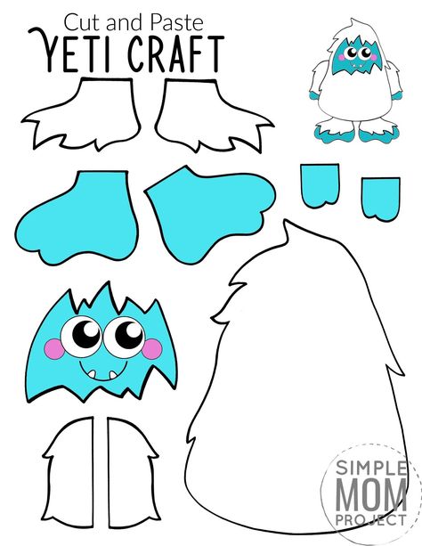 Here’s a super fun cut and paste craft which is ideal for practising those scissor skills! Our free printable cut and paste Yeti craft is an ideal craft activity for the cold winter days. Whether it’s for your toddlers, preschoolers, kindergartners or big kids, this simple cut and paste Yeti craft has always been a super popular paper craft in our home. So get ready for the cool months ahead with this free printable cut and paste Yeti craft template today! #cutandpastecrafts #Yeticrafts Yeti Template Free Printable, Yeti Activities For Kids, Yeti Crafts For Kids, Abominable Snowman Craft, Yeti Crafts, Yeti Craft, Yeti Cartoon, Yeti Snowman, Puffy Paint Crafts