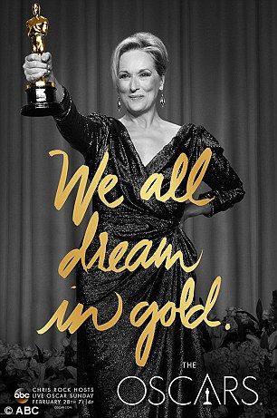 Big winners: Three-time Oscar winner Merly Streep and Ray star Jamie Foox who won gold in 2005 are also featured Best Oscar Dresses, Academy Awards Party, Award Poster, Awards Viewing Party, Awards Party, Oscar Award, Oscars Party, Academy Award Winners, Oscar Winners