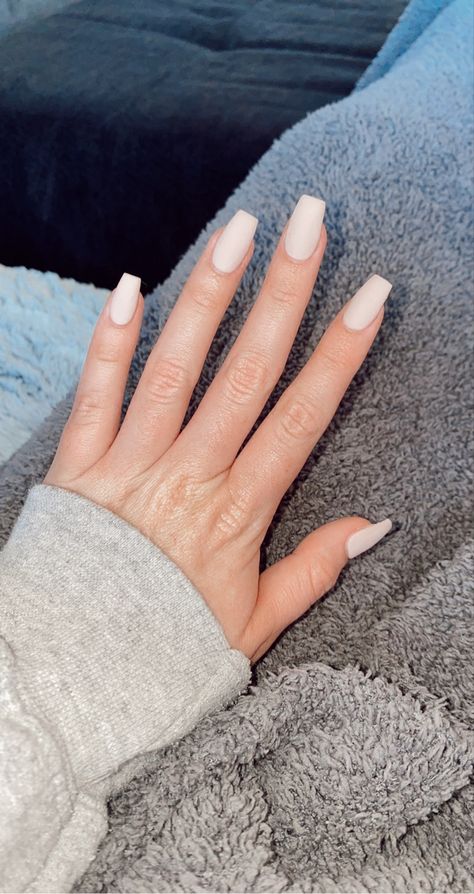 Matte Cream Nails, Engagement Nails Coffin, Nude Nails Matte, Nude Matte Nails, Matte Nude Nails, Ivory Nails, Coffin Nails Ombre, Natural Looking Nails, Engagement Nails