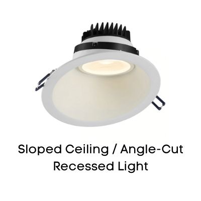 Recessed Lighting Sloped Ceiling, Slanted Ceiling Light Fixture, Bedroom Recessed Lighting Ideas, Ceiling Recessed Lighting, Sloped Ceiling Lighting, Sloped Ceiling Bathroom, Modern Recessed Lighting, Recessed Lighting Placement, Installing Recessed Lighting