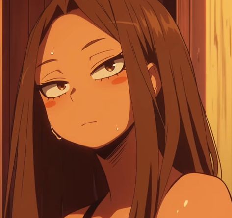 Oc Female Brown Hair, Brown Anime Pfp Female, Woman Oc Art Brown Hair, Brown Anime Girlies, Black Mha Oc, Mha Oc Brown Hair, Ochako Uraraka Long Hair, Minimalist Icons, Anime Base