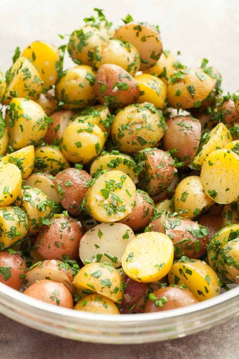 This fresh, no-mayo French potato salad with mustard vinaigrette and fresh herbs is a simple and delicious side any time of year. Boil Red Potatoes, Boiled Red Potatoes, French Potato Salad, Potato Salad Mustard, Potatoe Salad, French Potatoes, Red Potato Salad, Potato Salads, Red Potato