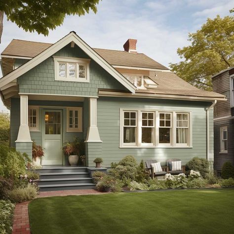 10+ Popular Colors Setting the Trend for House Exteriors • 333+ Inspiring Lifestyle Ideas Historic House Colors Exterior, Sage Green Home Exterior, Sage Exterior House Colors, Sage House Exterior, Sage Green Exterior House, Sage Green House Exterior Color Palettes, Popular House Colors Exterior, Sage Green Siding, Sage Green Exterior House Colors