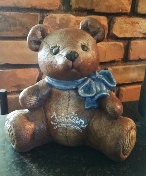 Hand painted ceramic teddy bear bank - my work Teddy Bear Clay, Bear Pottery, Teddy Bank, Corduroy Bear, Ceramic Teddy Bear, Bear Ceramic Sculpture, Bear Ceramic Mug, Ceramic Bear, Bear Sculptures