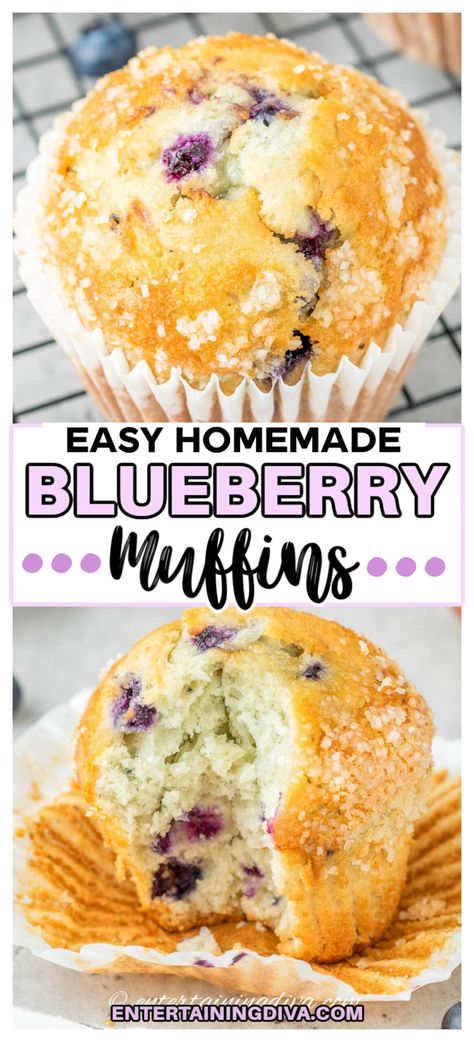 Best Homemade Blueberry Muffins, Easy Blueberry Muffins Recipe, Easy Moist Blueberry Muffins, Homemade Blueberry Muffins Easy, Home Made Blueberry Muffins, Simple Blueberry Muffin Recipe, Homemade Blueberry Muffins With Frozen Blueberries, Easy Homemade Blueberry Muffins, Quick Blueberry Muffins