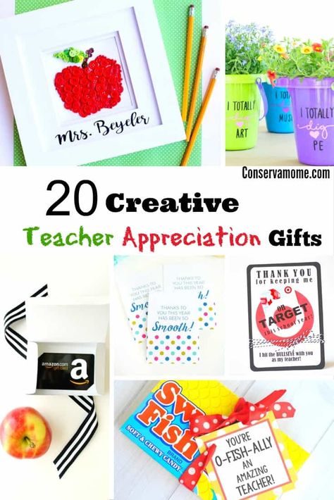 20 Creative Teacher Appreciation Gifts Inexpensive Teacher Appreciation Gifts, Free Teacher Appreciation Printables, Teacher Gift Guide, Teacher Appreciation Gift Ideas, Appreciation Gift Ideas, Ideas For The Classroom, Gift Ideas For Teachers, Teacher Gift Baskets, Ideas For Teachers