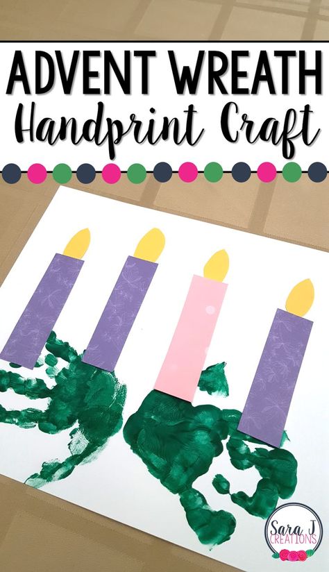 Find out the steps for this adorable Handprint Advent Wreath. #craft #sarajcreations #catholic #advent Advent Wreath Craft, Handprint Wreath, Craft Handprint, Liturgical Living, Advent Crafts, Advent Activities, Catholic Crafts, Preschool Christmas Crafts, Christmas Kindergarten