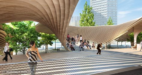 Amphitheater Architecture, Terminal Design, Ferry Terminal, Hood Design, Timber Roof, Pavilion Design, Parametric Architecture, Canopy Cover, Urban Fabric