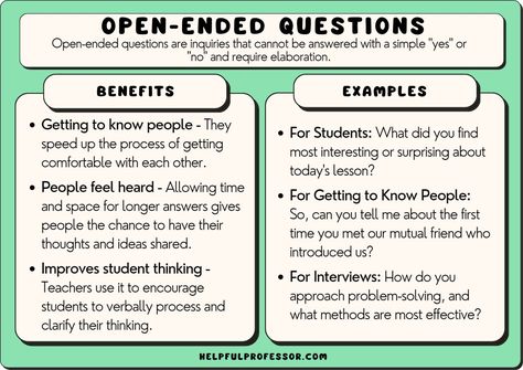 Open-ended questions are inquiries that cannot be answered with a simple "yes" or "no" and require elaboration. These questions encourage respondents to provide more detailed answers, express opinions, and share experiences. They can be useful Values Examples, Thesis Statement Examples, Diy Study Table, Writing A Thesis Statement, Good Work Ethic, Open Ended Questions, Self Fulfilling Prophecy, Values Education, Essay Writing Tips