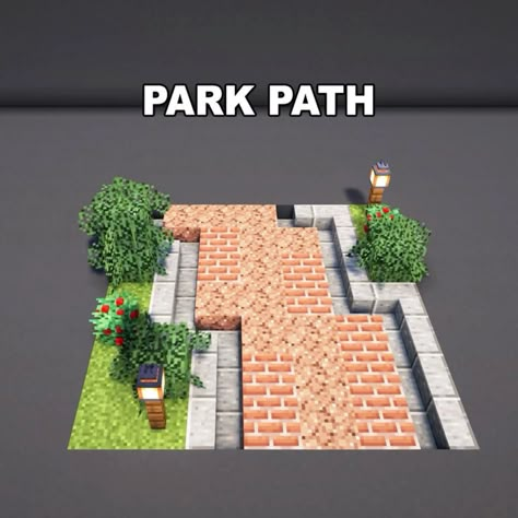 Minecraft Pathways Design Stone, Village Path Minecraft, Cafe Minecraft Inside, Mc Path Ideas, Stone Path Minecraft, Minecraft Park Bench, Minecraft Road Design, Pathway Ideas Minecraft, Minecraft Pathway Ideas