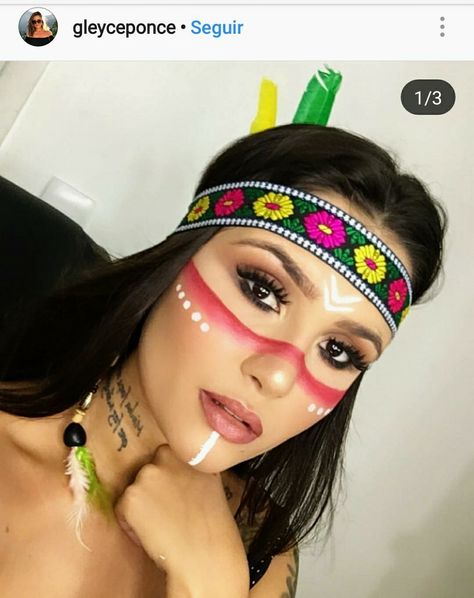 Native American Makeup Women, Native American Makeup, Plus Size Summer Fashion, Make Tutorial, Face Painting Designs, Body Pain, Face Design, Pocahontas, Face Painting