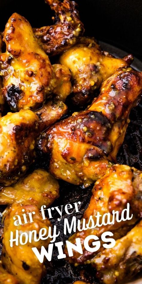 Honey Mustard Wings Recipe, Mustard Chicken Wings Recipes, Chicken Wing Marinade Air Fryer, Chicken Wings Air Fryer Recipe, Air Fryer Honey Mustard Chicken, Chicken Wing Recipes Air Fryer, Sweet Mustard Sauce, Honey Mustard Wings, Chicken Wings In Air Fryer