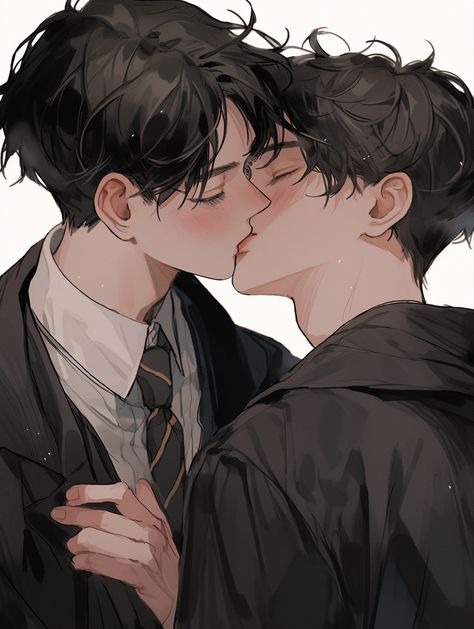 Two Guys Kiss Reference, Threesome In Manhwa, Reference Photos Standing, Yuri Couple Reference, Gay Anime Base, Gay Fanarts Anime, Gay Anime Guy, Gay Couple Drawing, Size Difference Couple Art