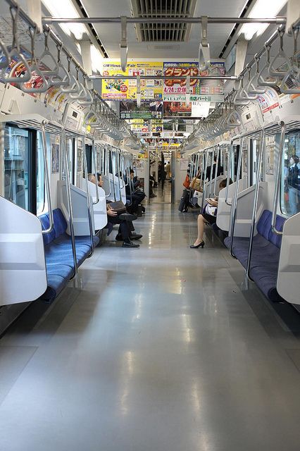 Typical subway car in Tokyo, Japan.  Very clean and spacious. Yes, they really are like this. And they run like clockwork! -Lily Trains In Japan, Japan Train Inside, Japanese Train Inside, Japanese Train Interior, Subway Interior, Japan Metro, Japan Subway, Japanese Subway, Train Japan