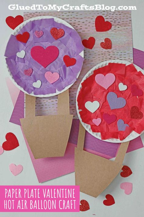 Paper Plate Valentine Hot Air Balloon - Kid Craft For Valentine's Day!