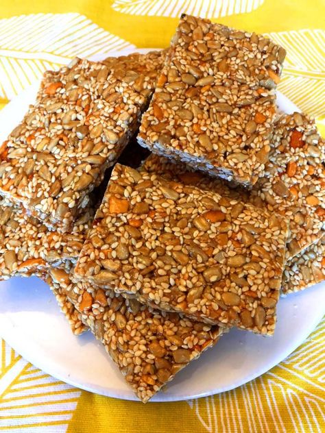 Sesame Honey Bars (Greek Pasteli) – Melanie Cooks Sesame Seed Bars, Sesame Bars, Honey Bars, Sesame Seeds Recipes, Greek Recipes Dessert, Greek Recipes Authentic, Holidays Recipes, Seed Bars, Greek Sweets